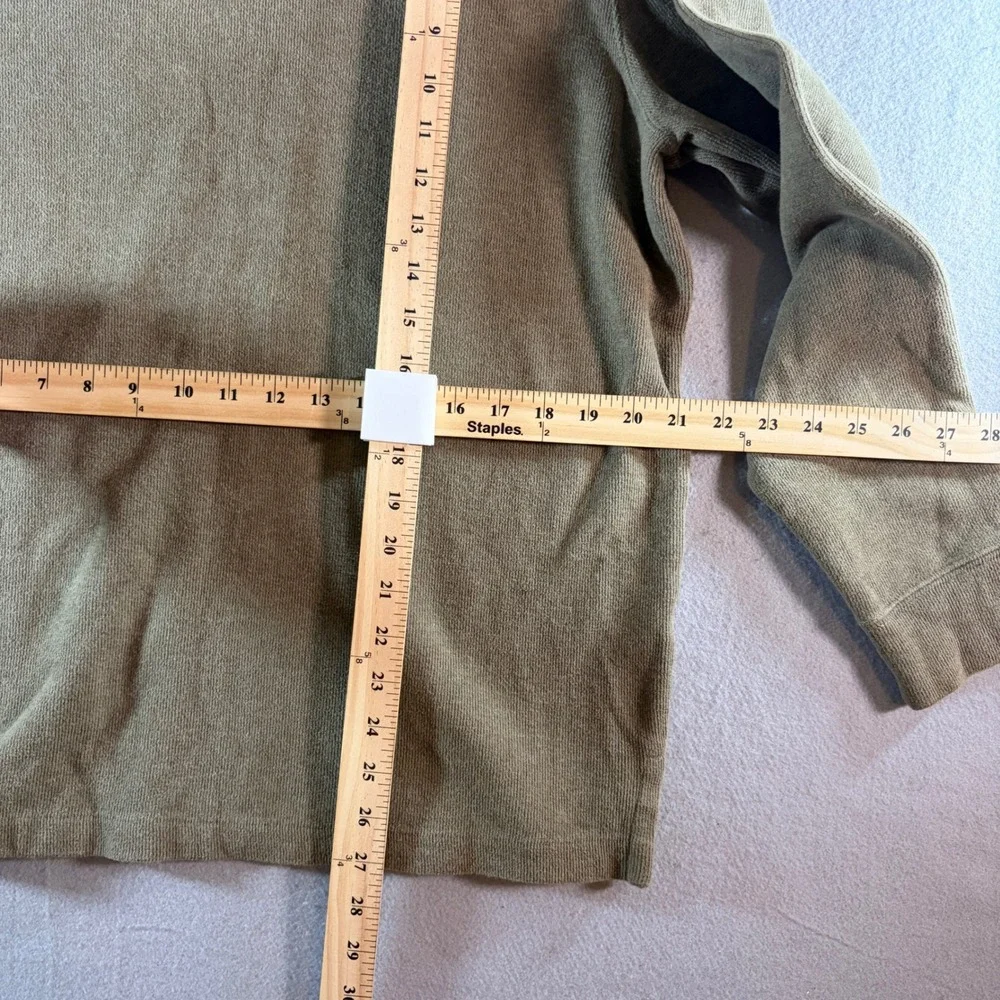 Polo Ralph Lauren Mens Large Olive Green 1/4 Zip Cotton Knit Pullover Sweater